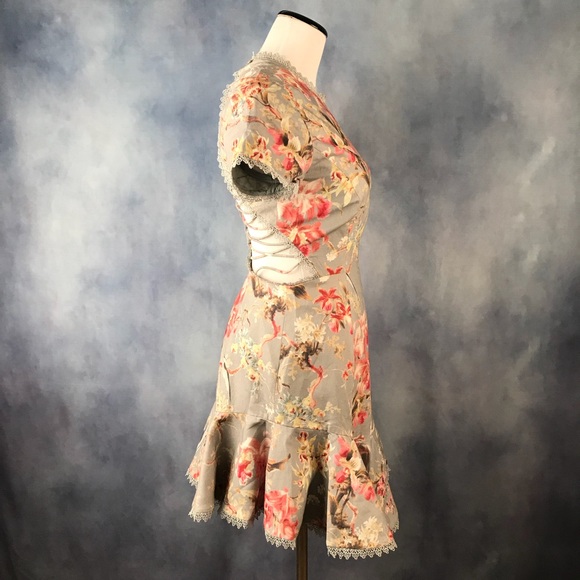 Mercer Flutter Cutout Back Floral Print Dress Blue - Picture 6 of 6